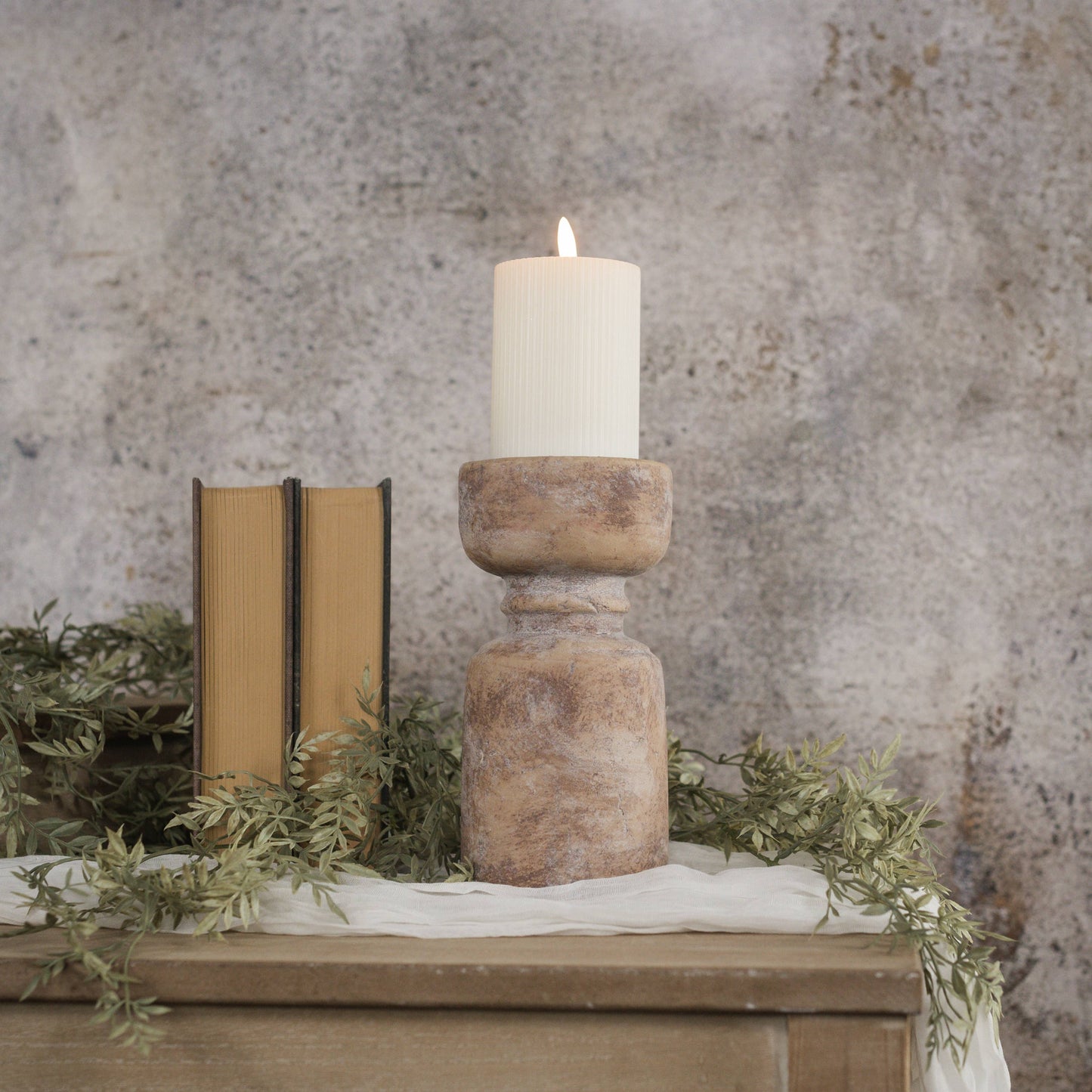8.75" TERRACOTTA PILLAR CANDLE HOLDER