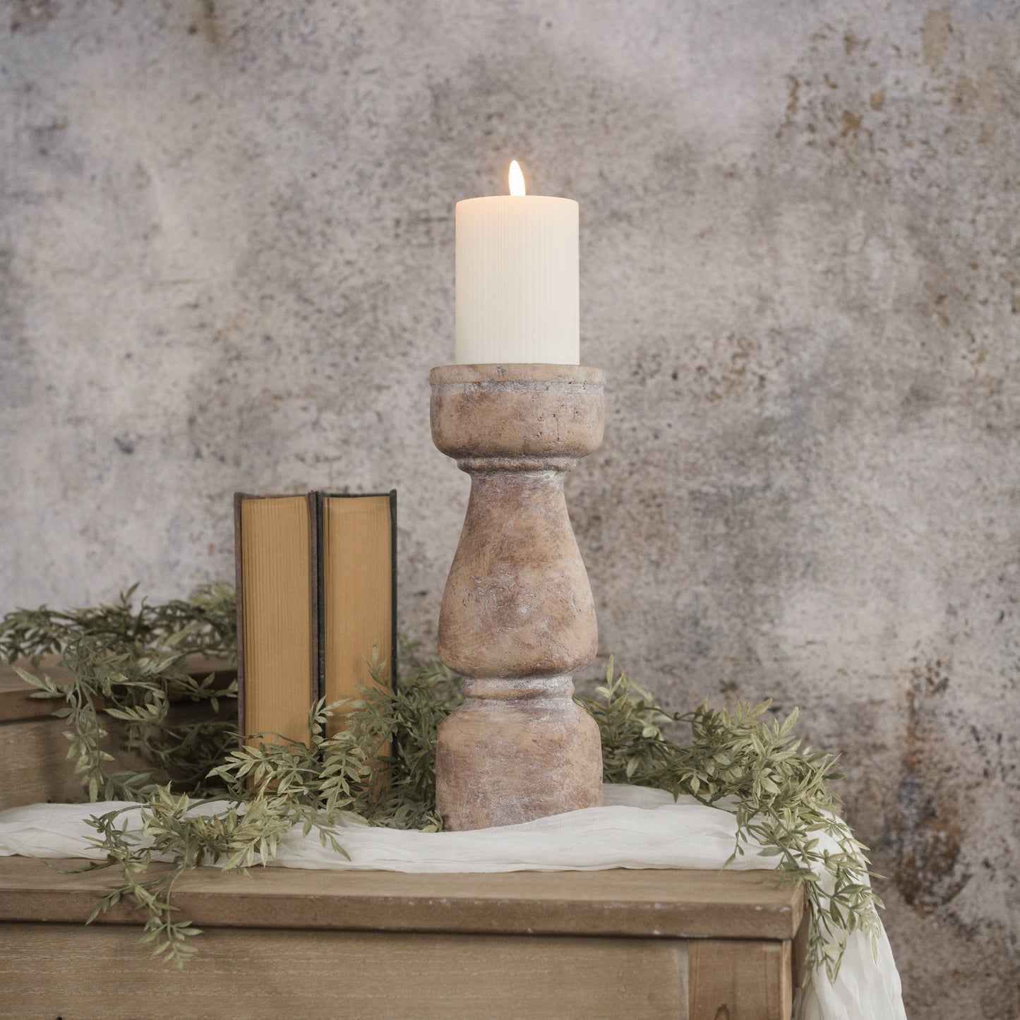 11.25" TERRACOTTA PILLAR CANDLE HOLDER