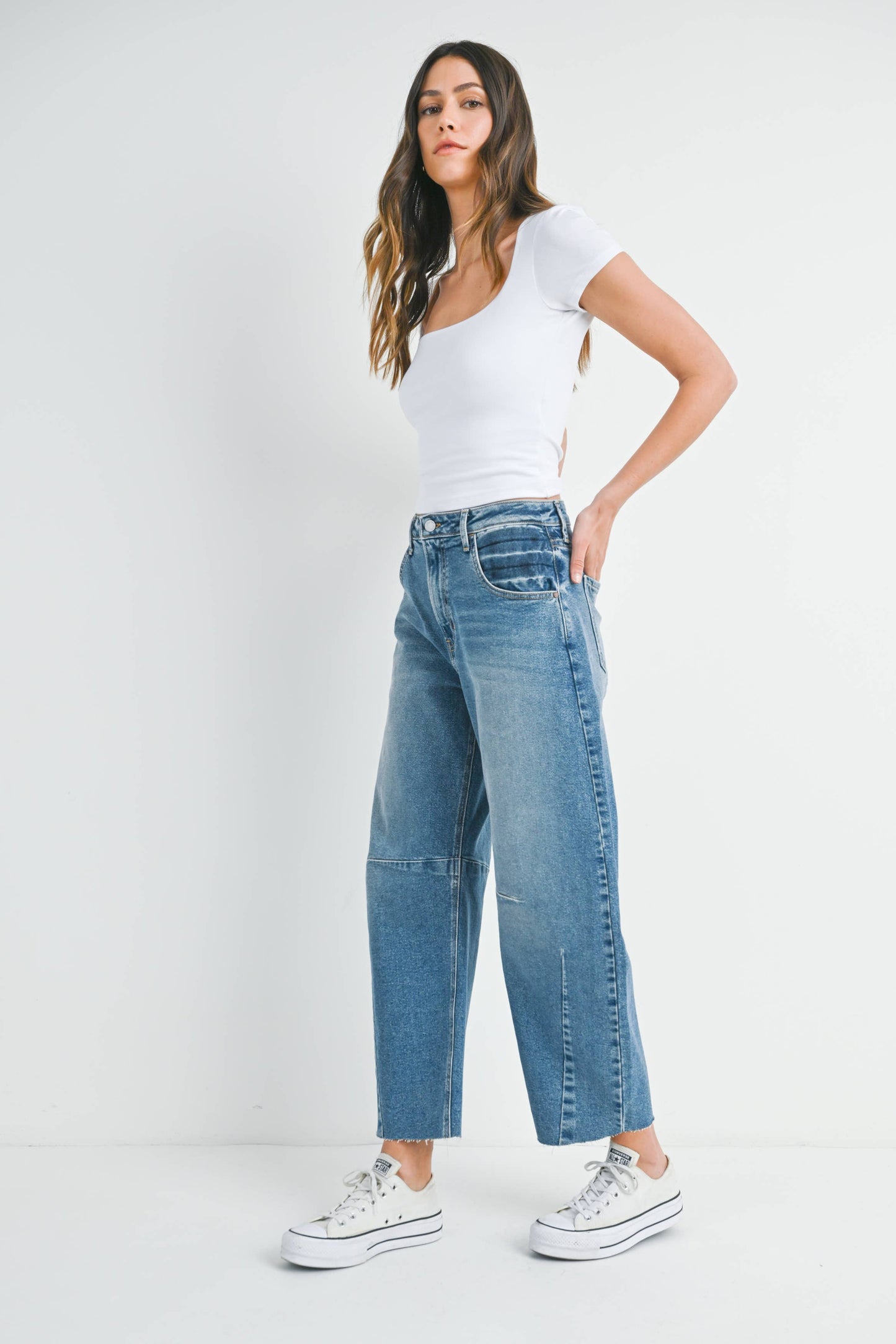 The Contrast Barrel Jeans