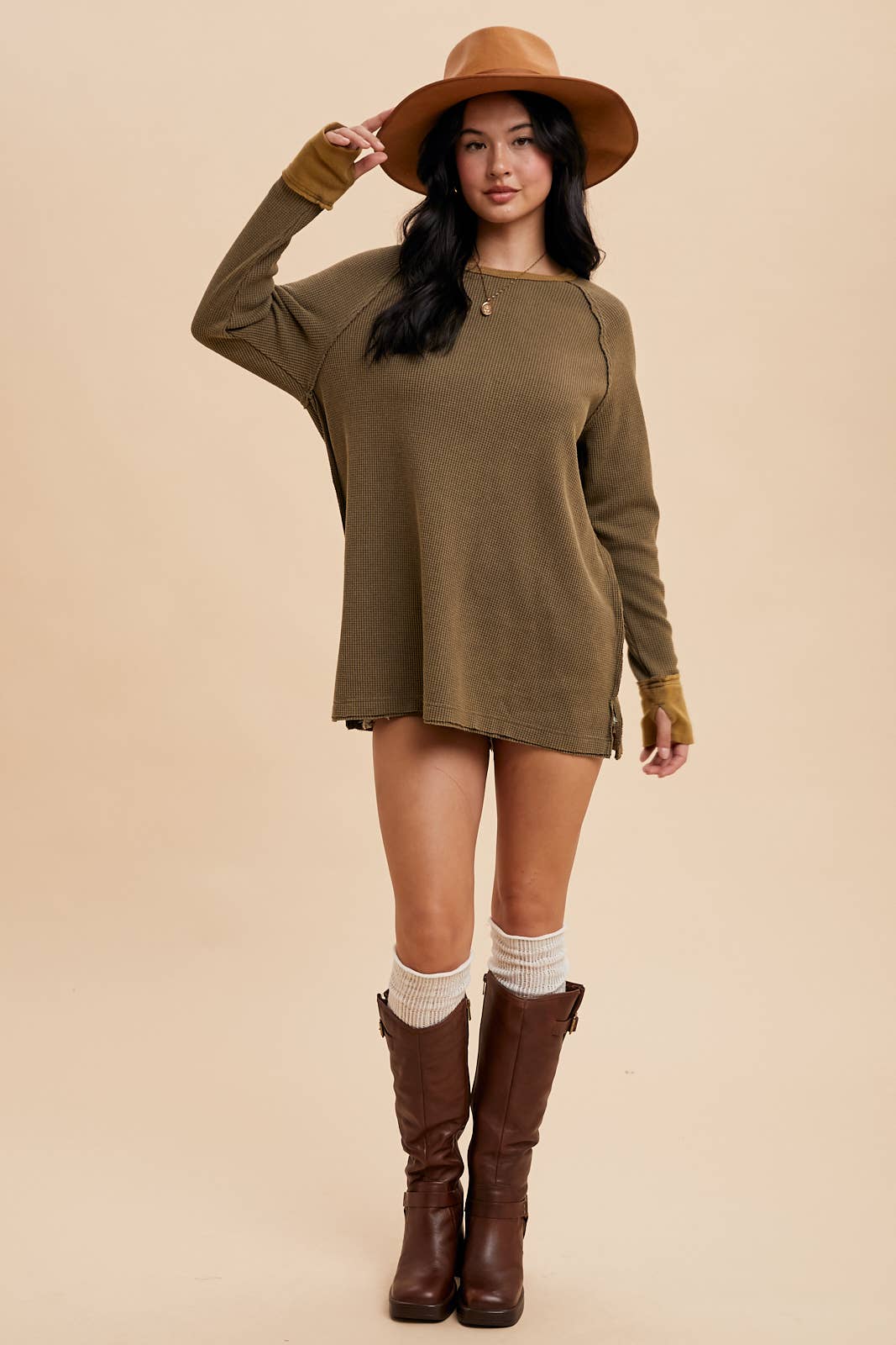 GARMENT WASHED THERMAL TUNIC