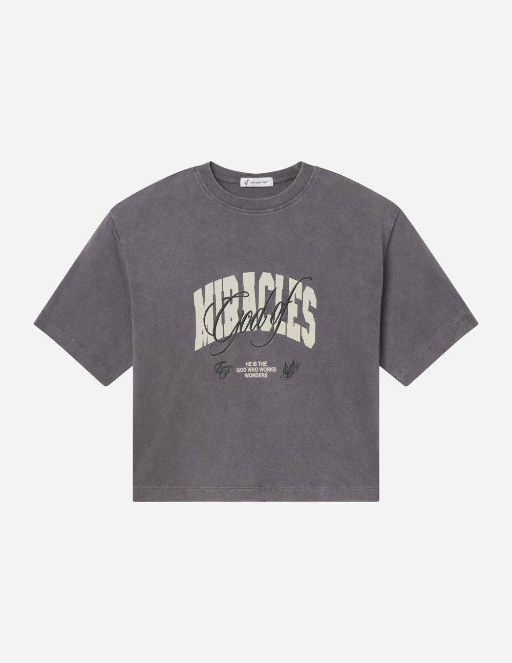 God of Miracles Cropped Tee — Grey Mist