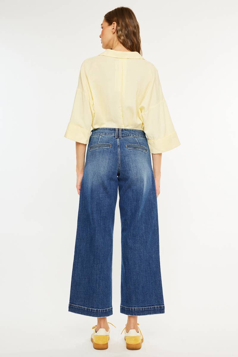 PETITE MID RISE TROUSER WIDE LEG