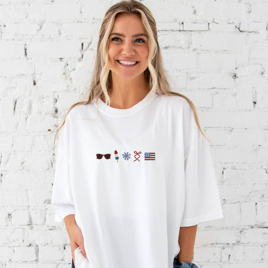 Red, White & Bow Tee