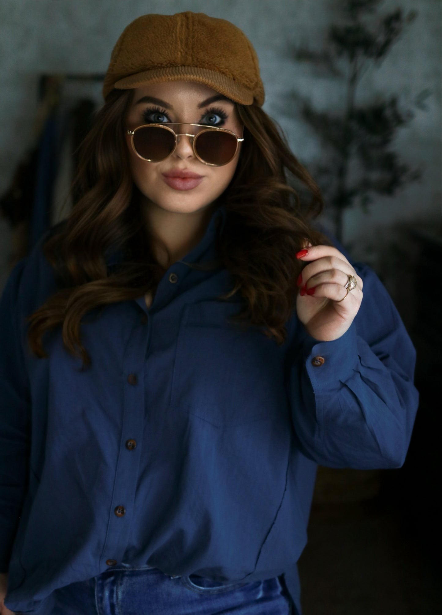 Midnight Blue Oversized Button Down