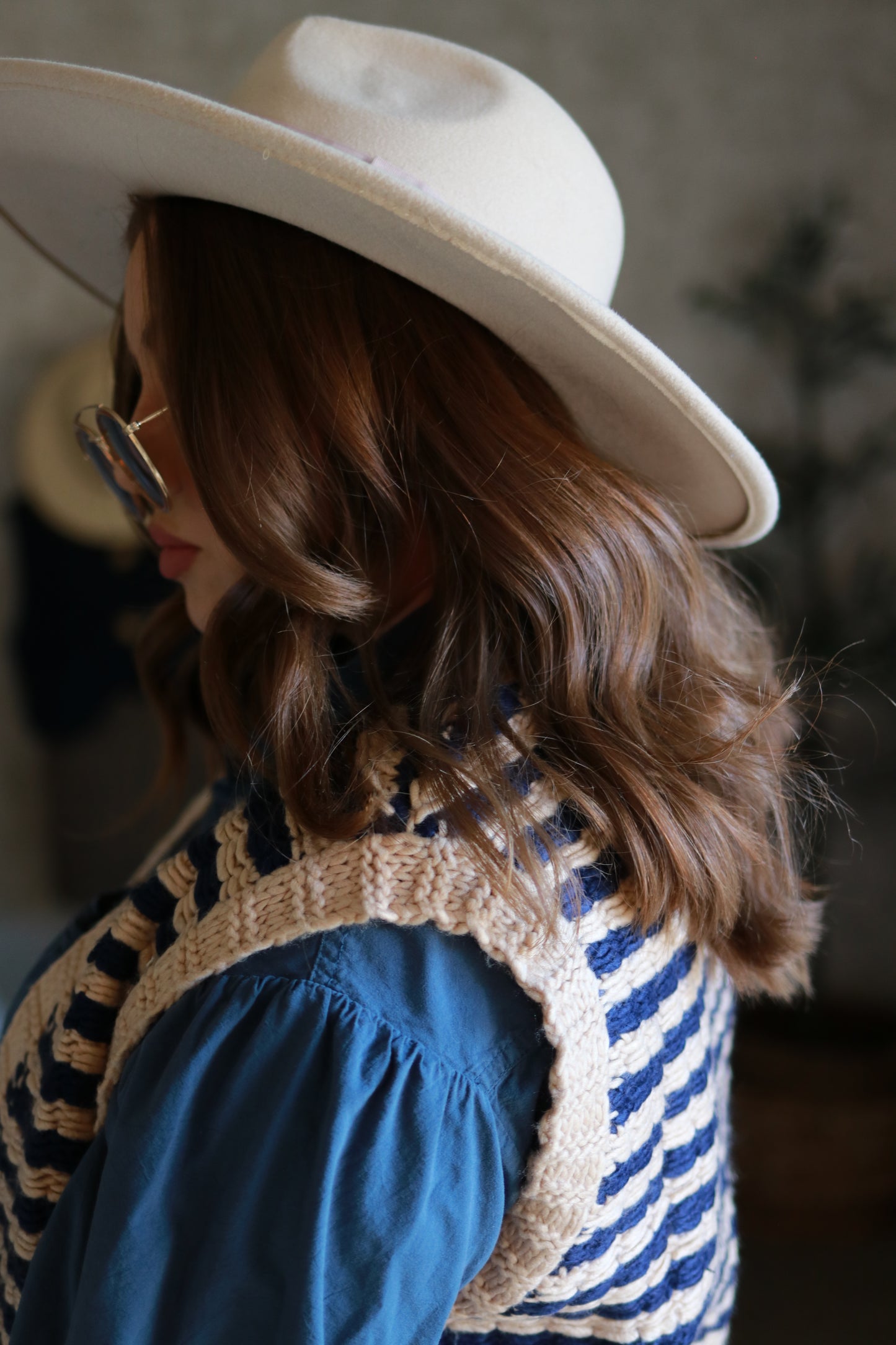 Striped Open Front Sweater Vest