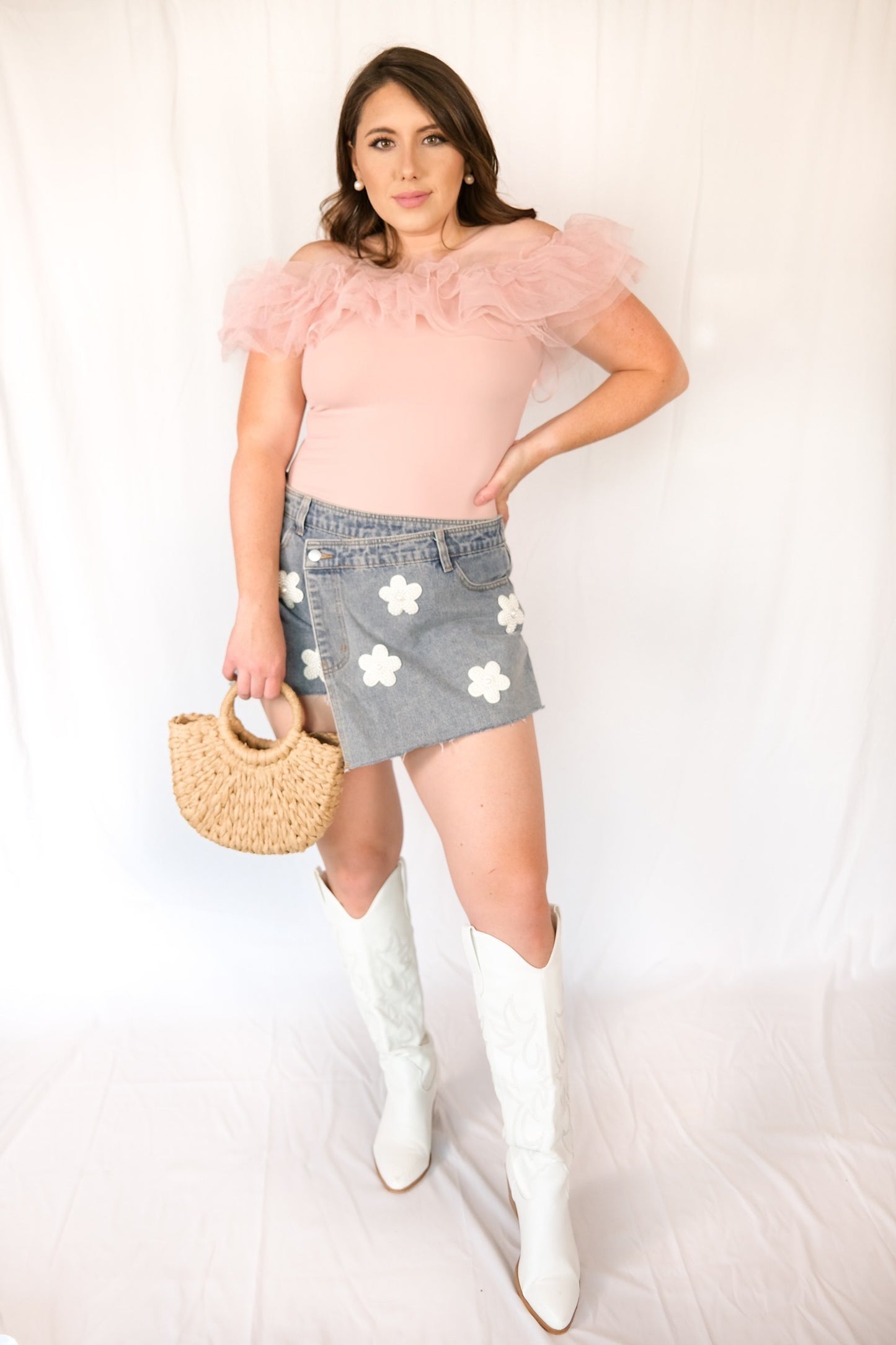 Mesh Ruffle Bodysuit