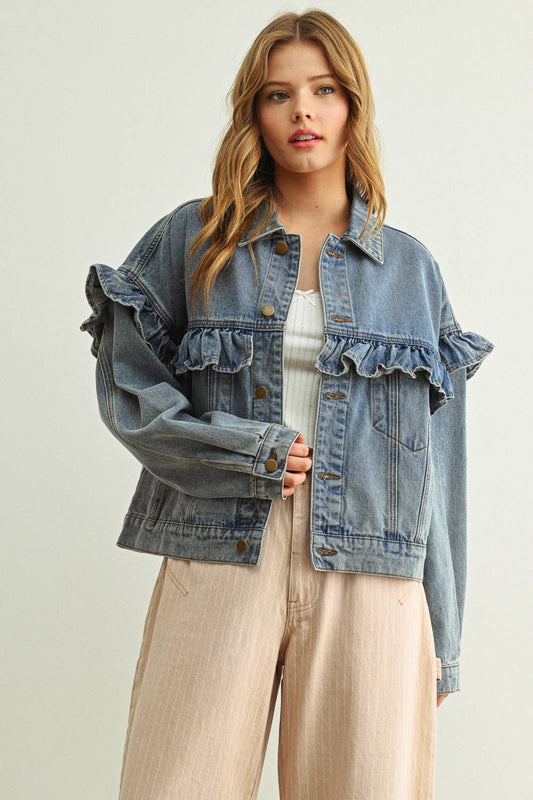 The Lottie Ruffle Denim Jacket