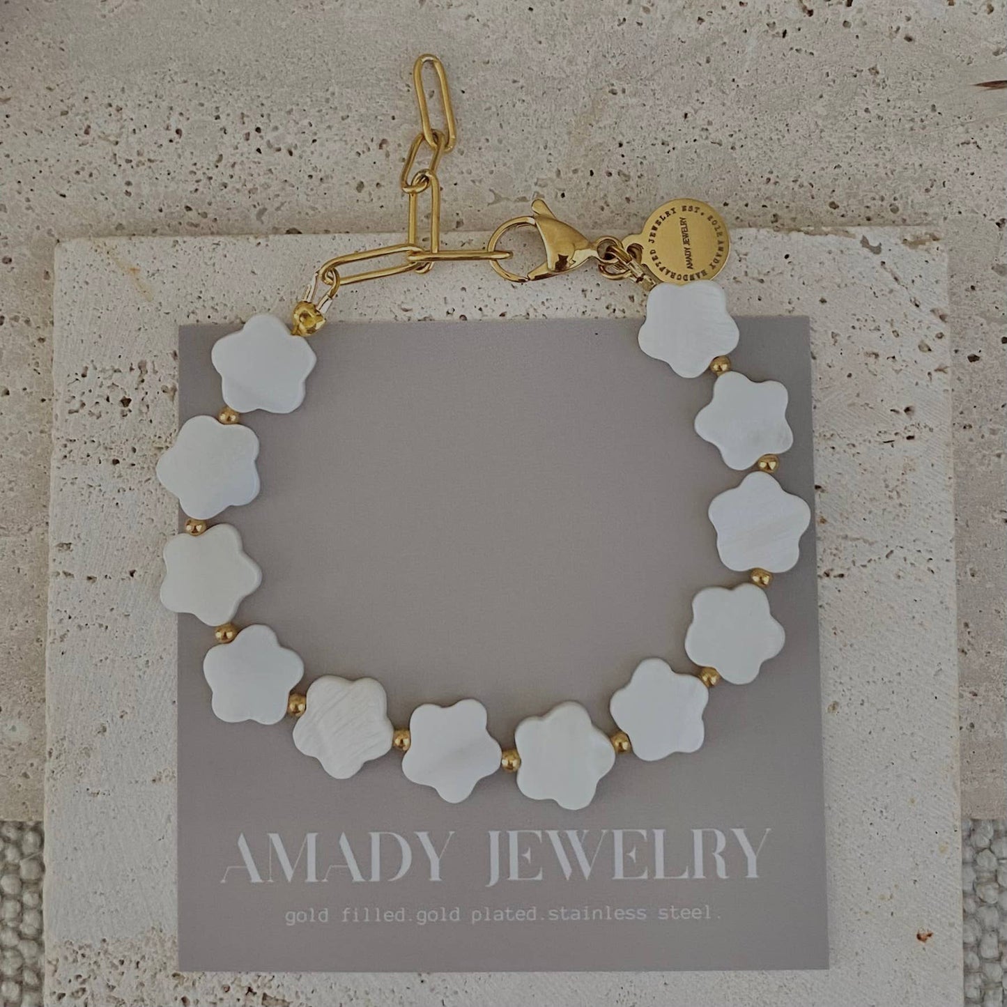 Flower Clover Shell Pearl Bracelet layering bracelet