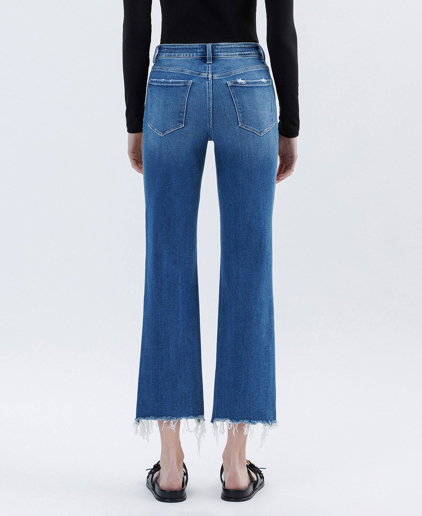 HIGH RISE DISTRESSED CROP STRAIGHT JEANS