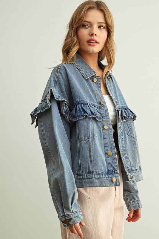 The Lottie Ruffle Denim Jacket