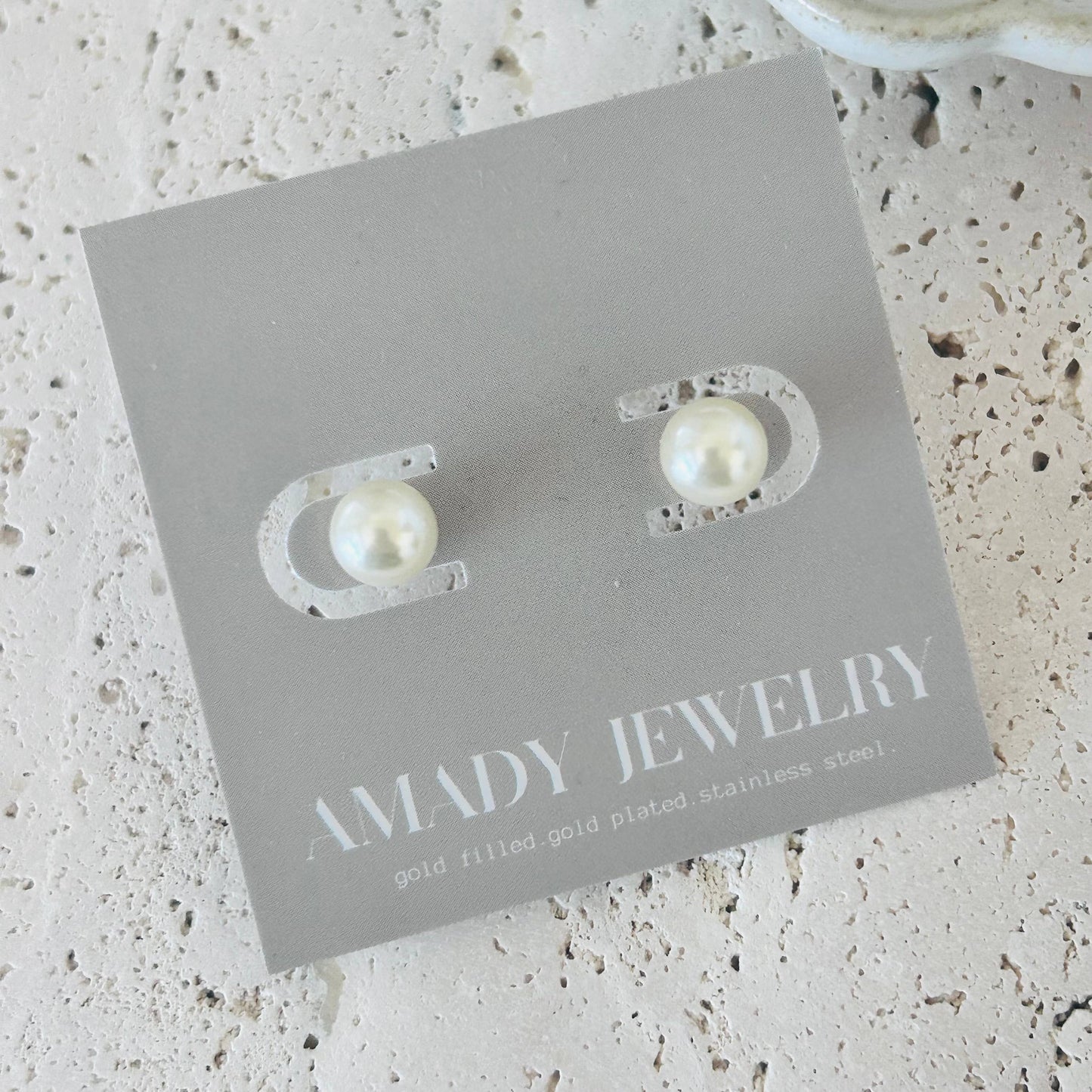 Pearl Stud Post Earrings 7mm Gold Filled
