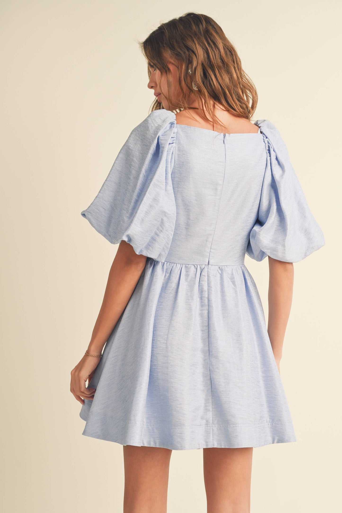 Puff Balloon Sleeve Knot Dress