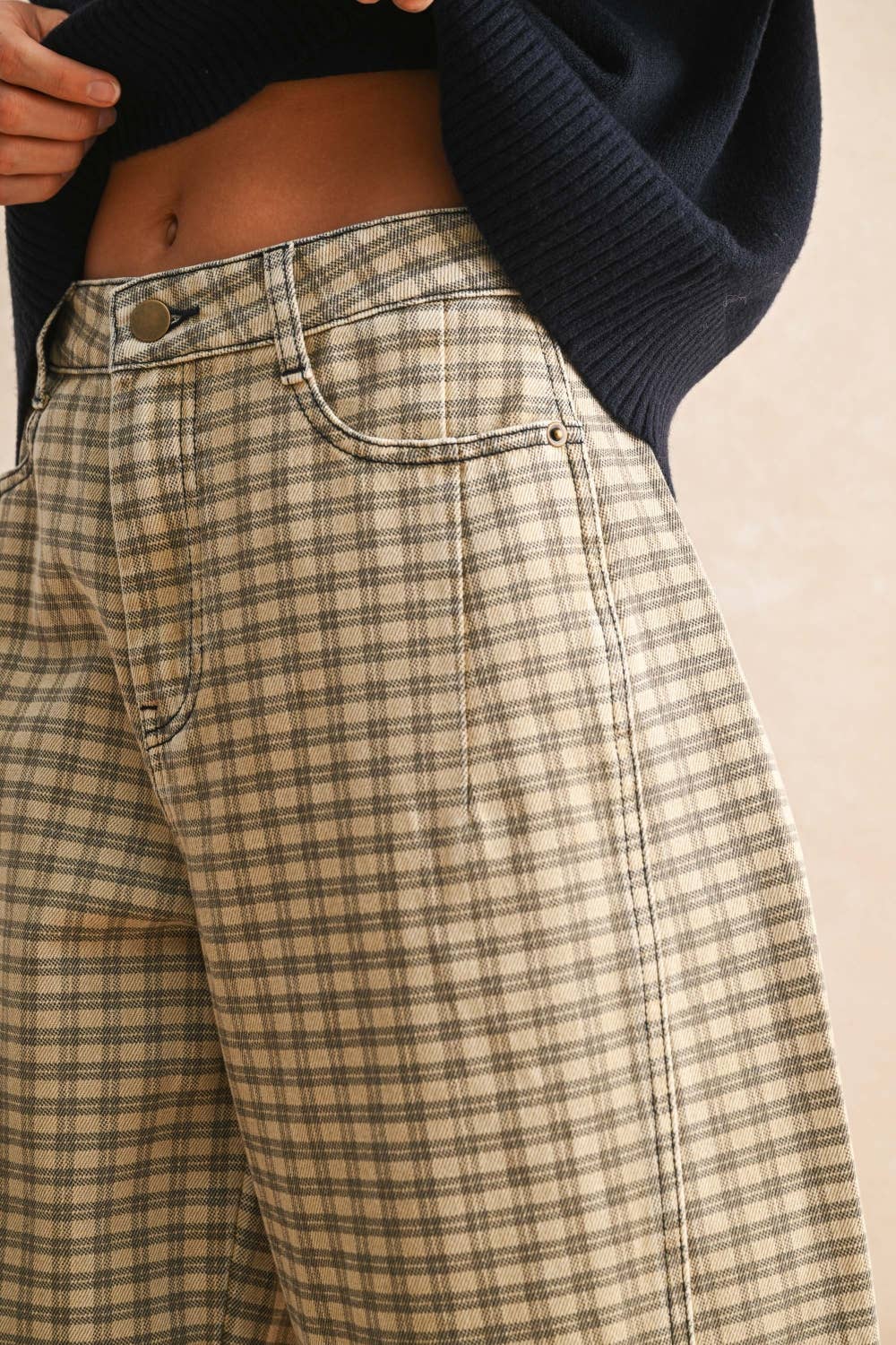 The Chestnut Check Barrel Pants
