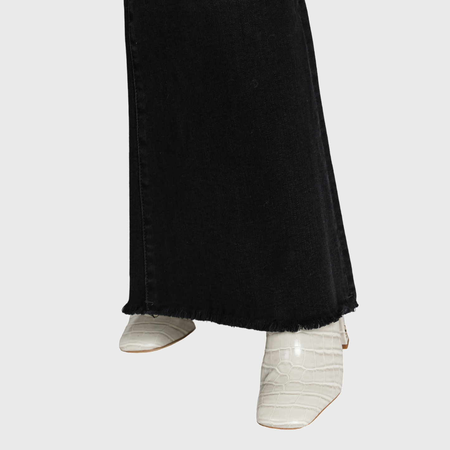 HIGH RISE BLACK WASHED WIDE LEG FLARE JEANS