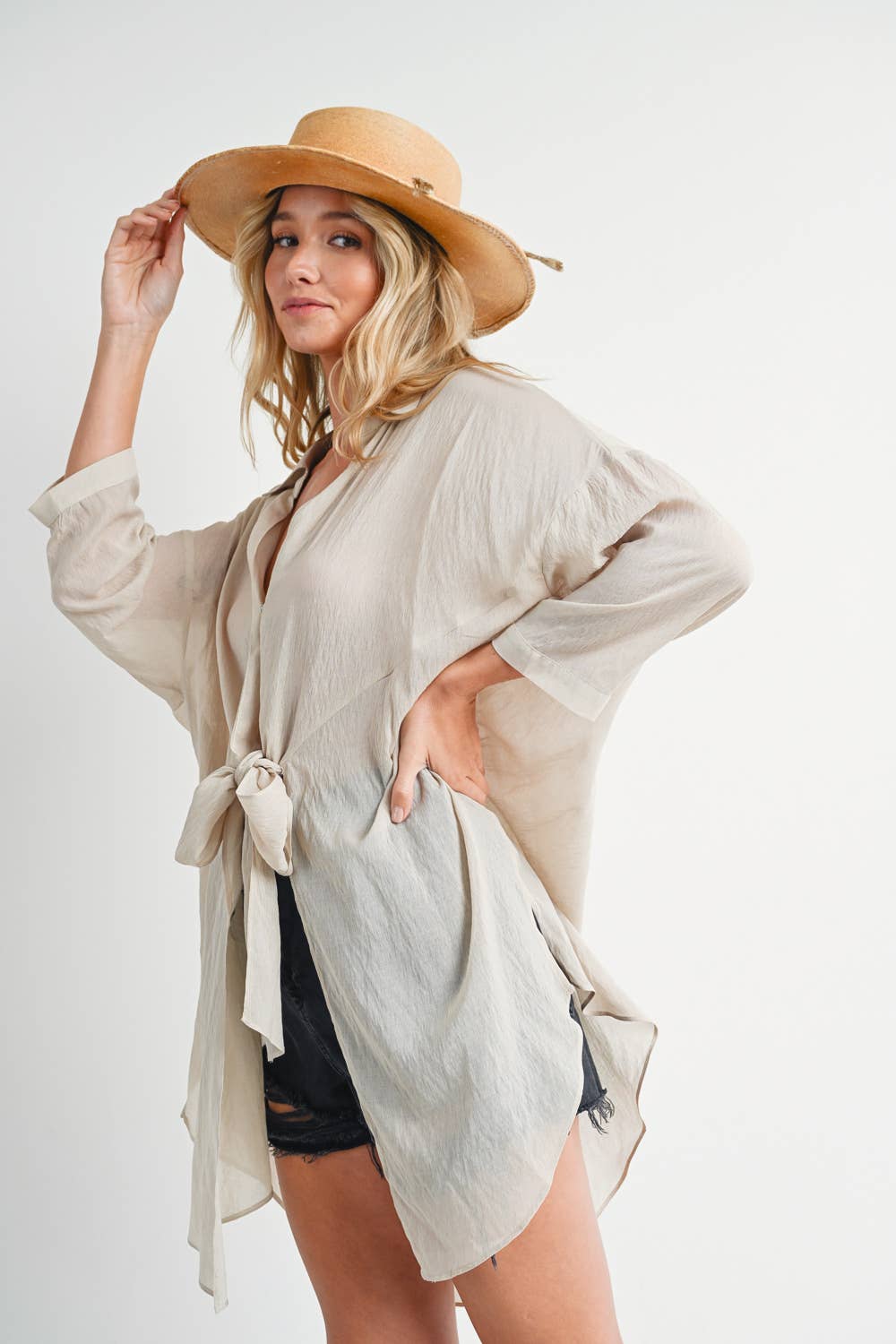 TIE-FRONT TUNIC SHIRT