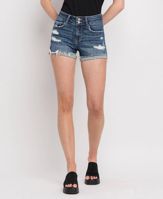 HIGH RISE DOUBLE BUTTON CUFF SHORTS