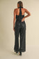 Feather Sequin Halter Jumpsuit