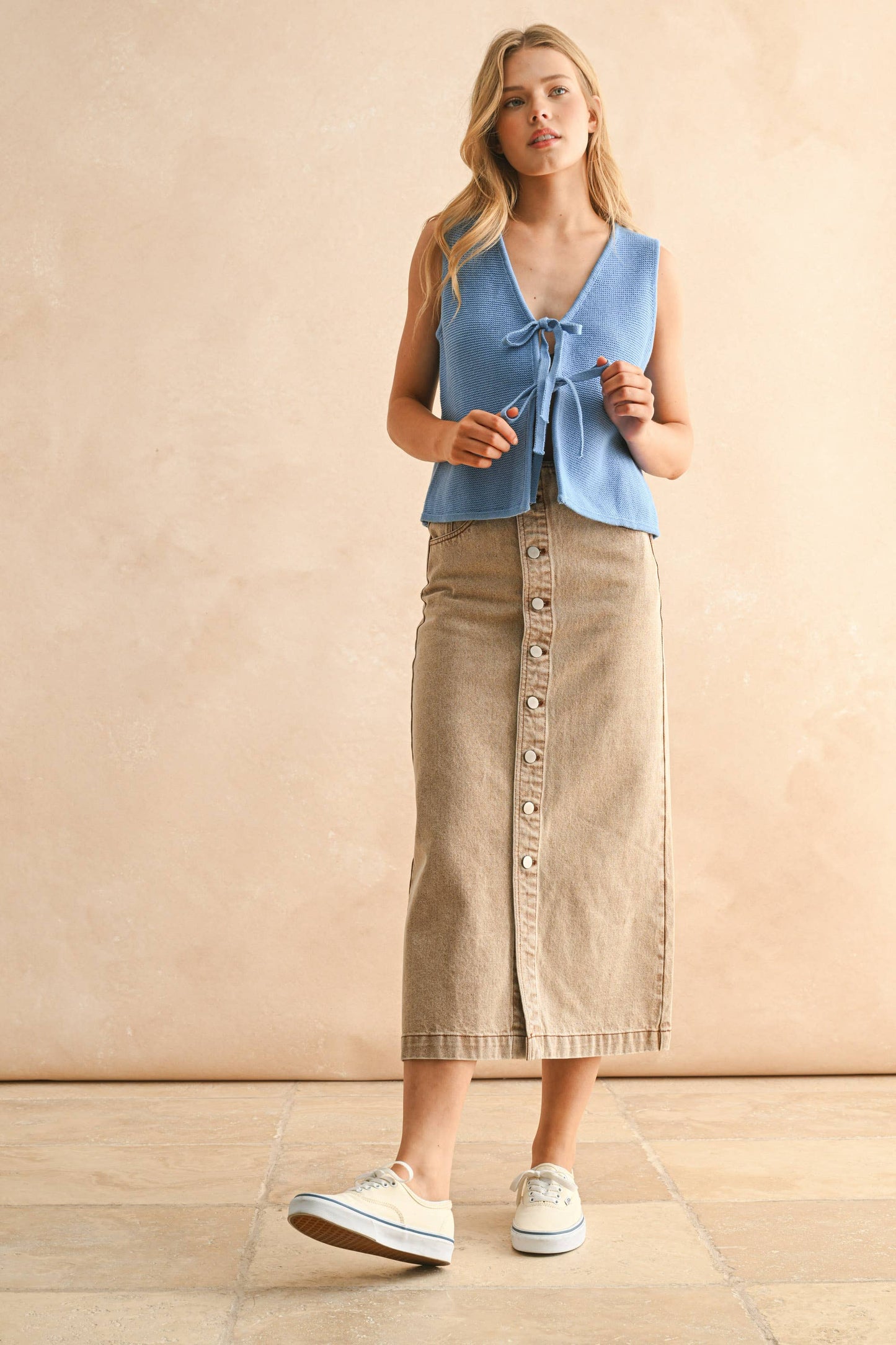 The Washed Button Skirt