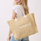 Straw Braided Summer Print Tote Bag