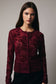 Round Neck Long Sleeve Velvet Button-Up Top