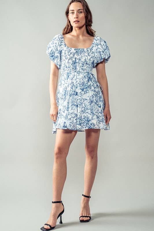 Scoop Neck Floral Mini Dress