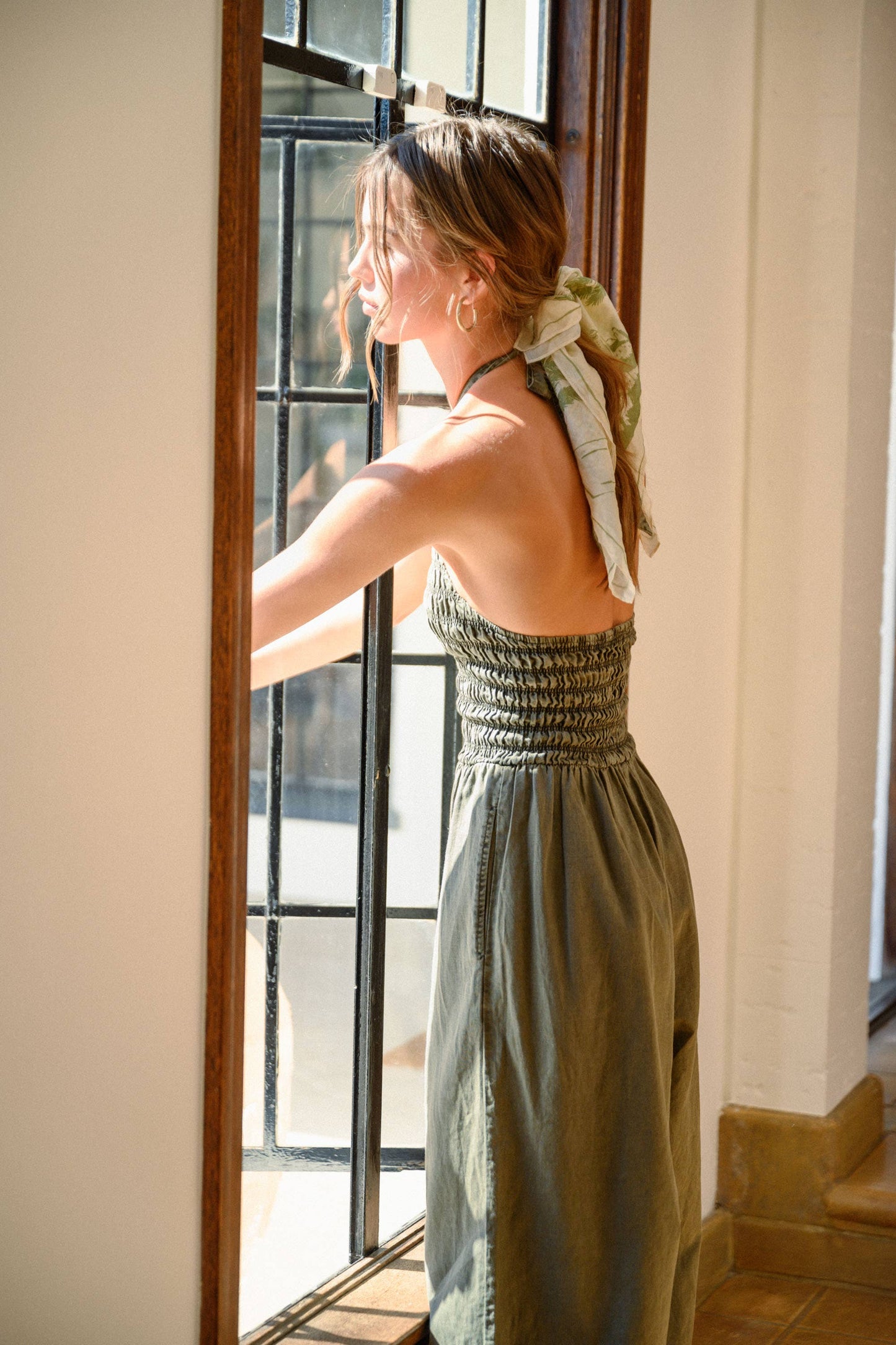 Olive Green Halter Jumpsuit