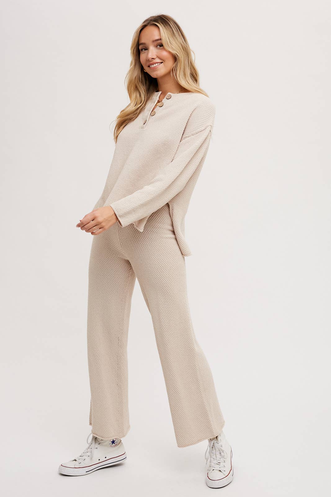 TEXTURED KNIT TOP & PANTS SET