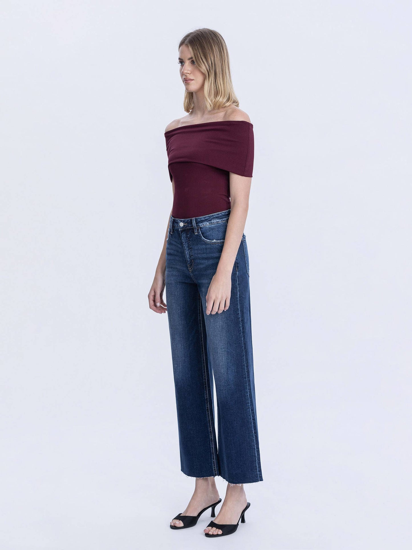TUMMY CONTROL SUPER HIGH RISE WIDE LEG JEANS