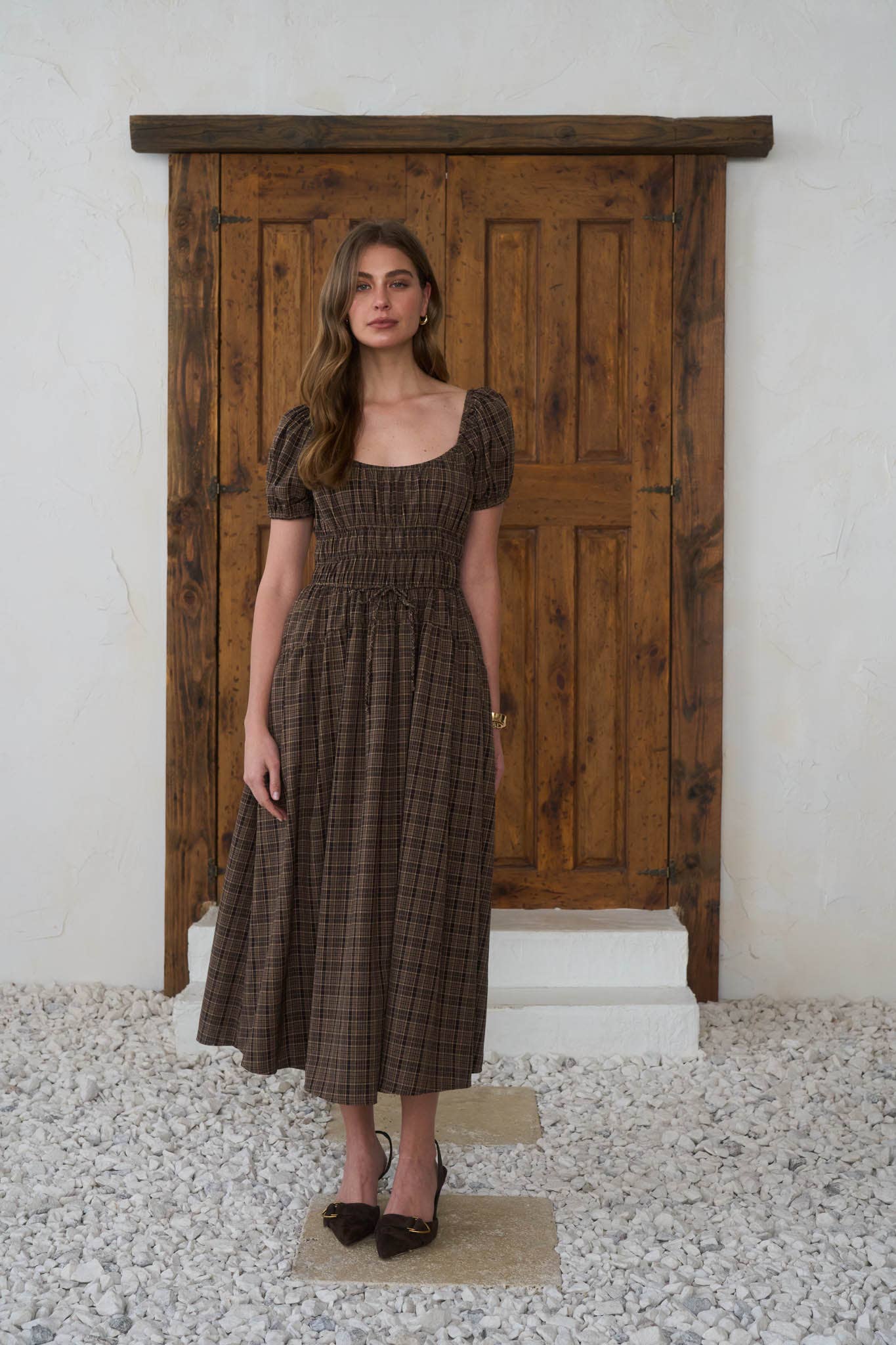 The Clara Plaid Midi Dress