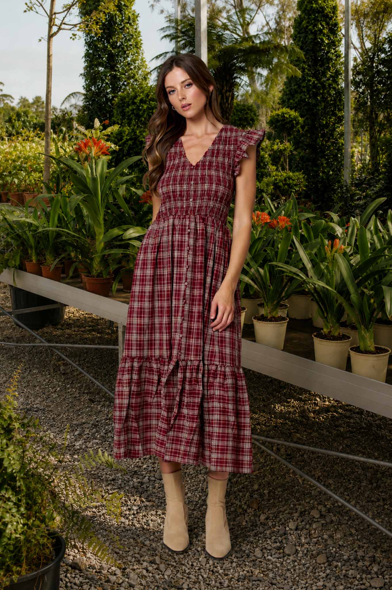 The Rosalie Plaid Midi Dress