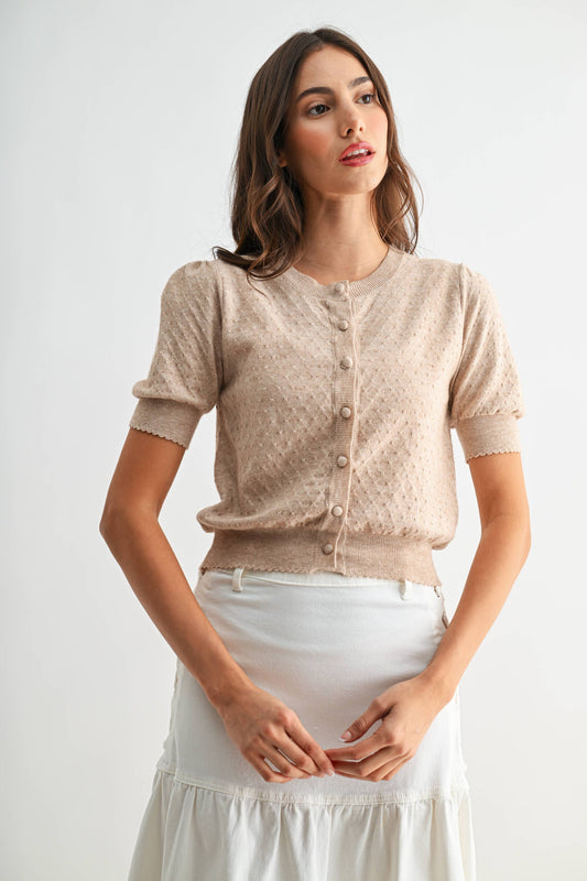 The Sandstone Button Knit Blouse