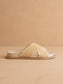 The Fabby | Beige Double Strap Raffia Slide