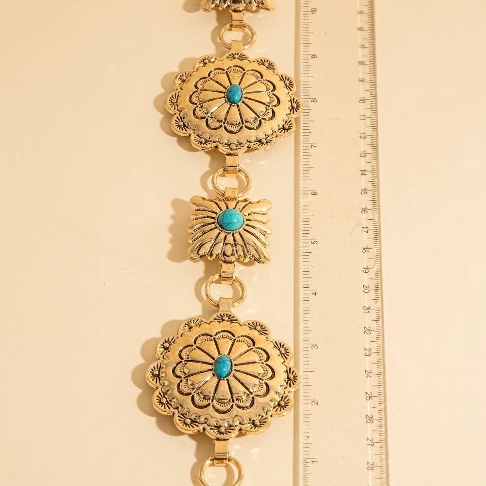 Western Round Concho Disc Chain Belt