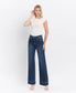 HIGH RISE DARK WASH TROUSER WIDE JEANS