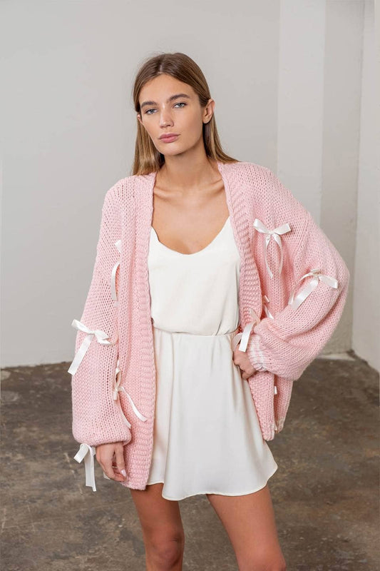 SATIN RIBBON CARDIGAN