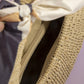 Round Woven Straw Bag With Bow Scarf Accent