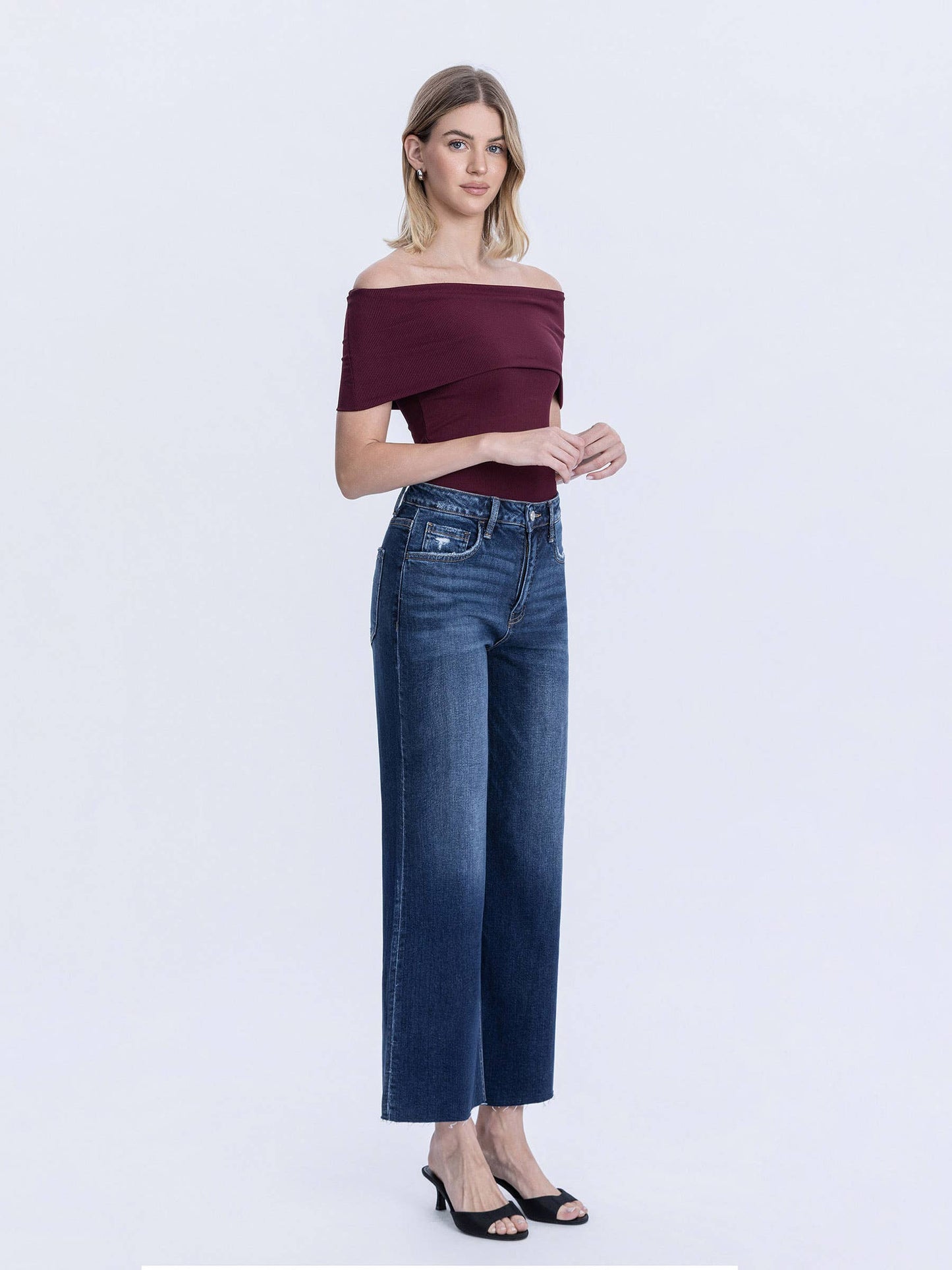 TUMMY CONTROL SUPER HIGH RISE WIDE LEG JEANS