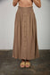 Blu Pepper - SMOCKED WAIST RUFFLE DETAIL BUTTON DOWN MIDI SKIRT: NATURAL