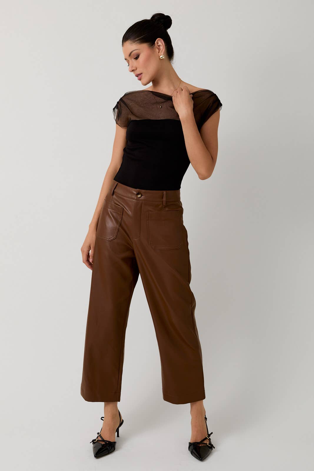 Mesh & Ponti Mix Drape Top