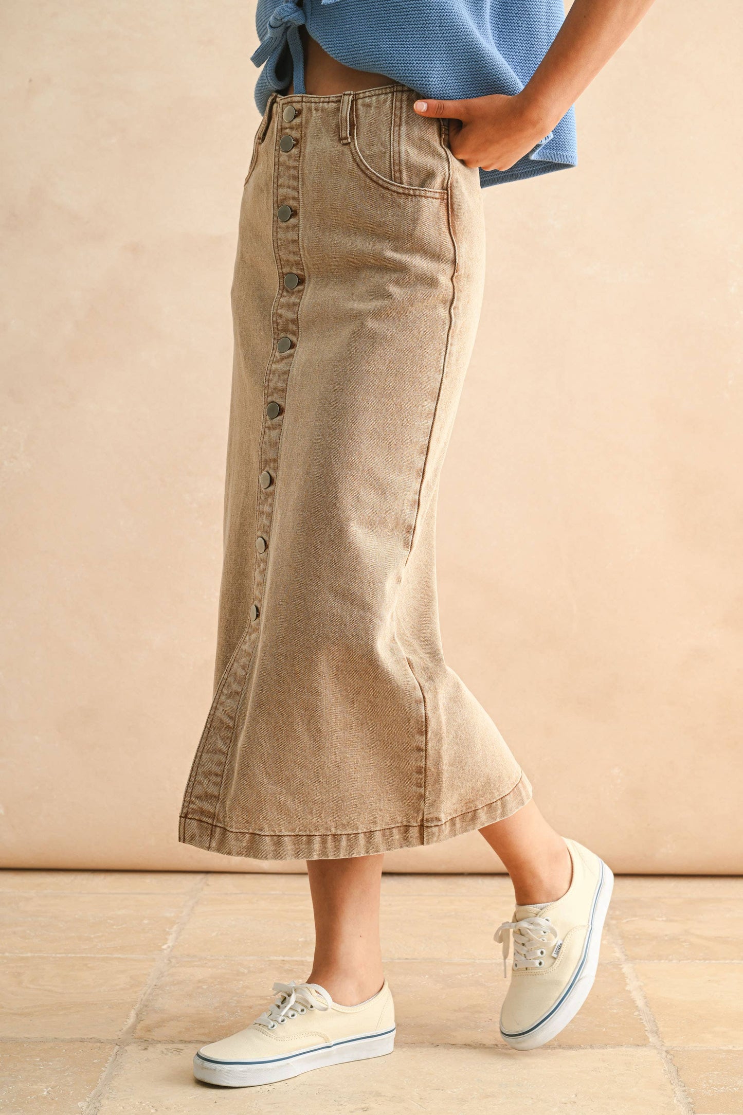 The Washed Button Skirt