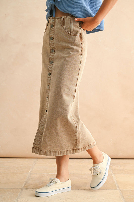 The Washed Button Skirt