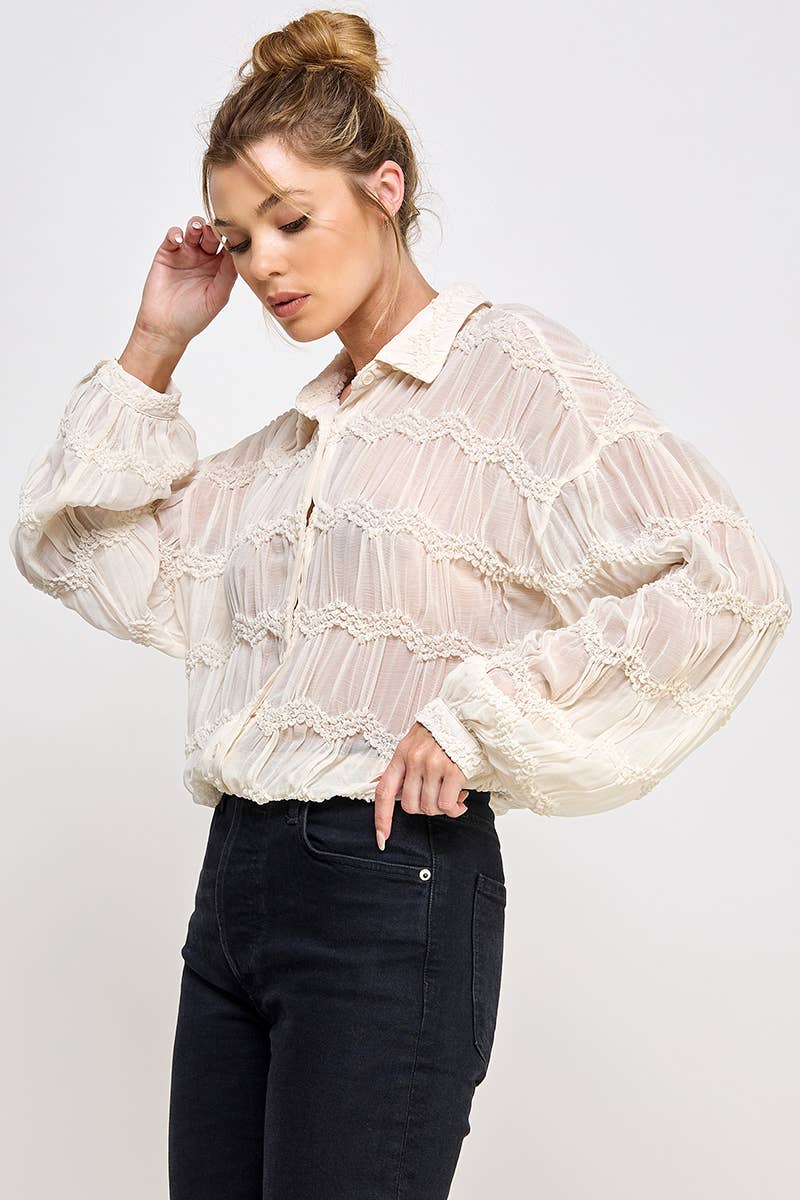 Romantic Sheer Chevron Blouse