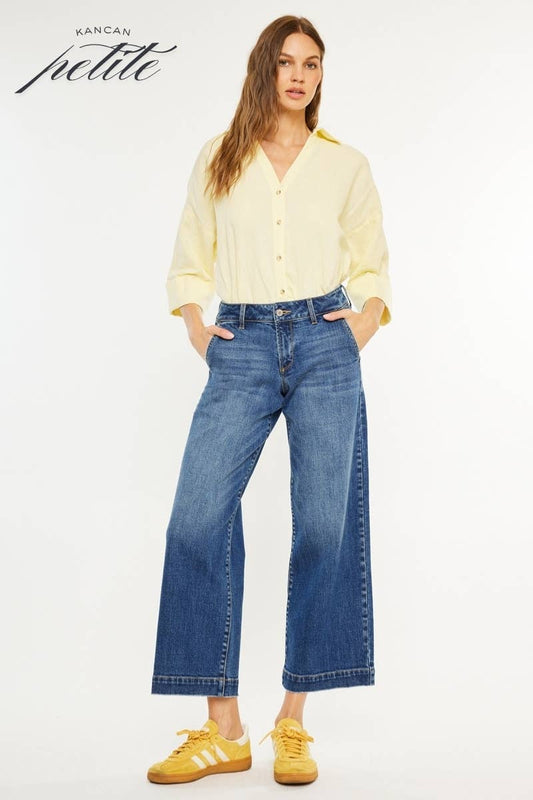 PETITE  MID RISE TROUSER WIDE LEG