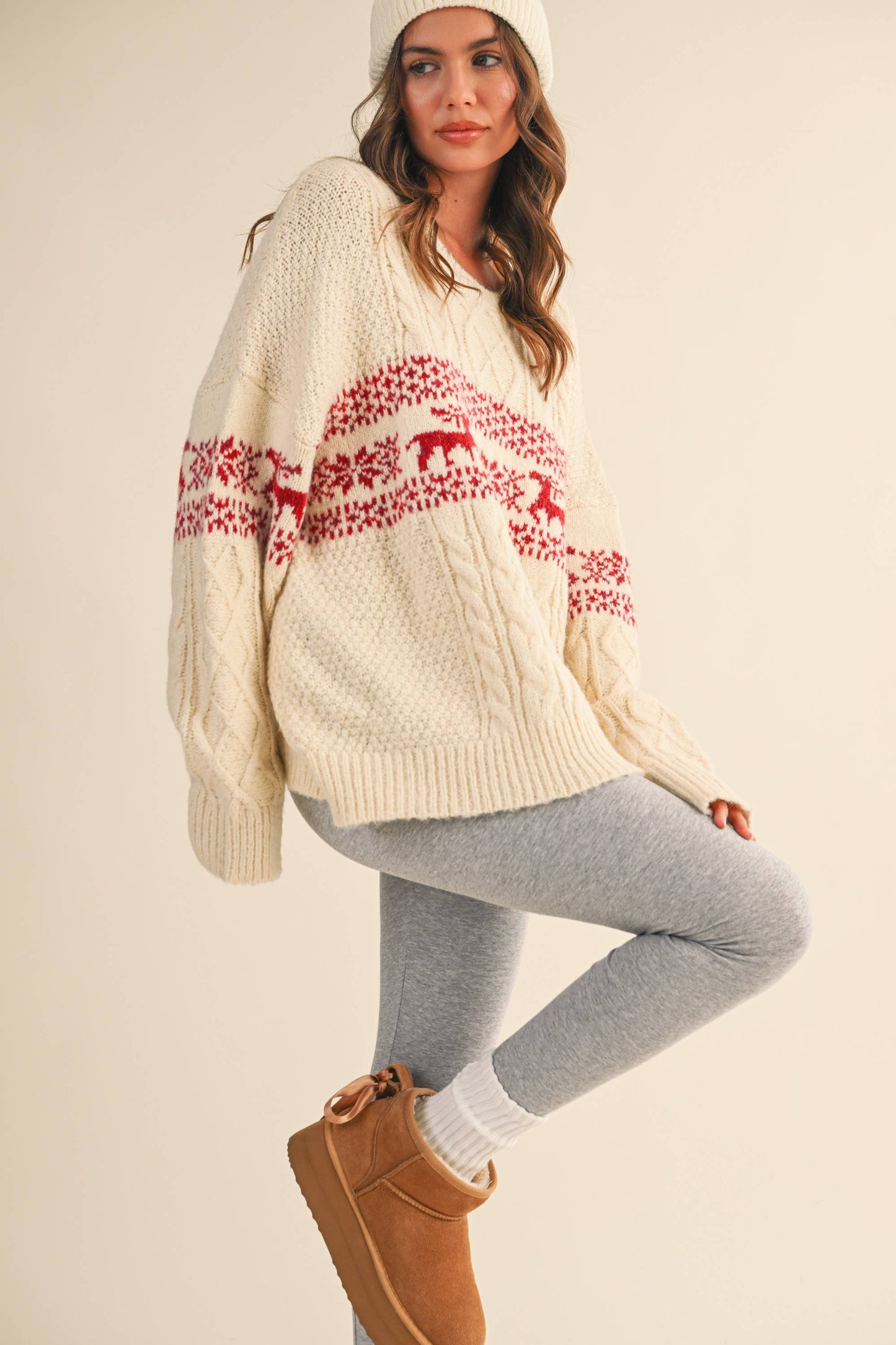 Nordic Holiday Cable Knit Sweater Top