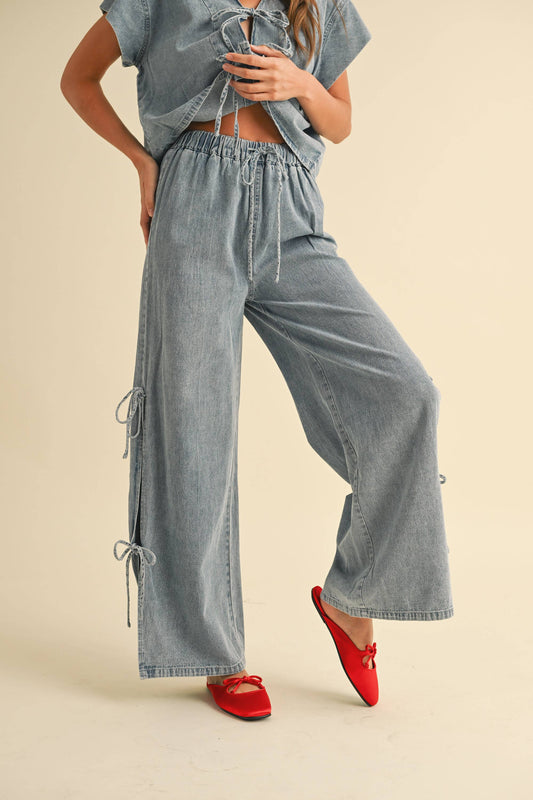 The Darling Denim Bow Pants