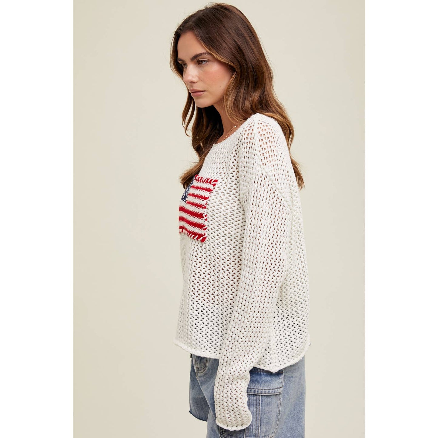 Hand Stitched American Flag Knit Sweater