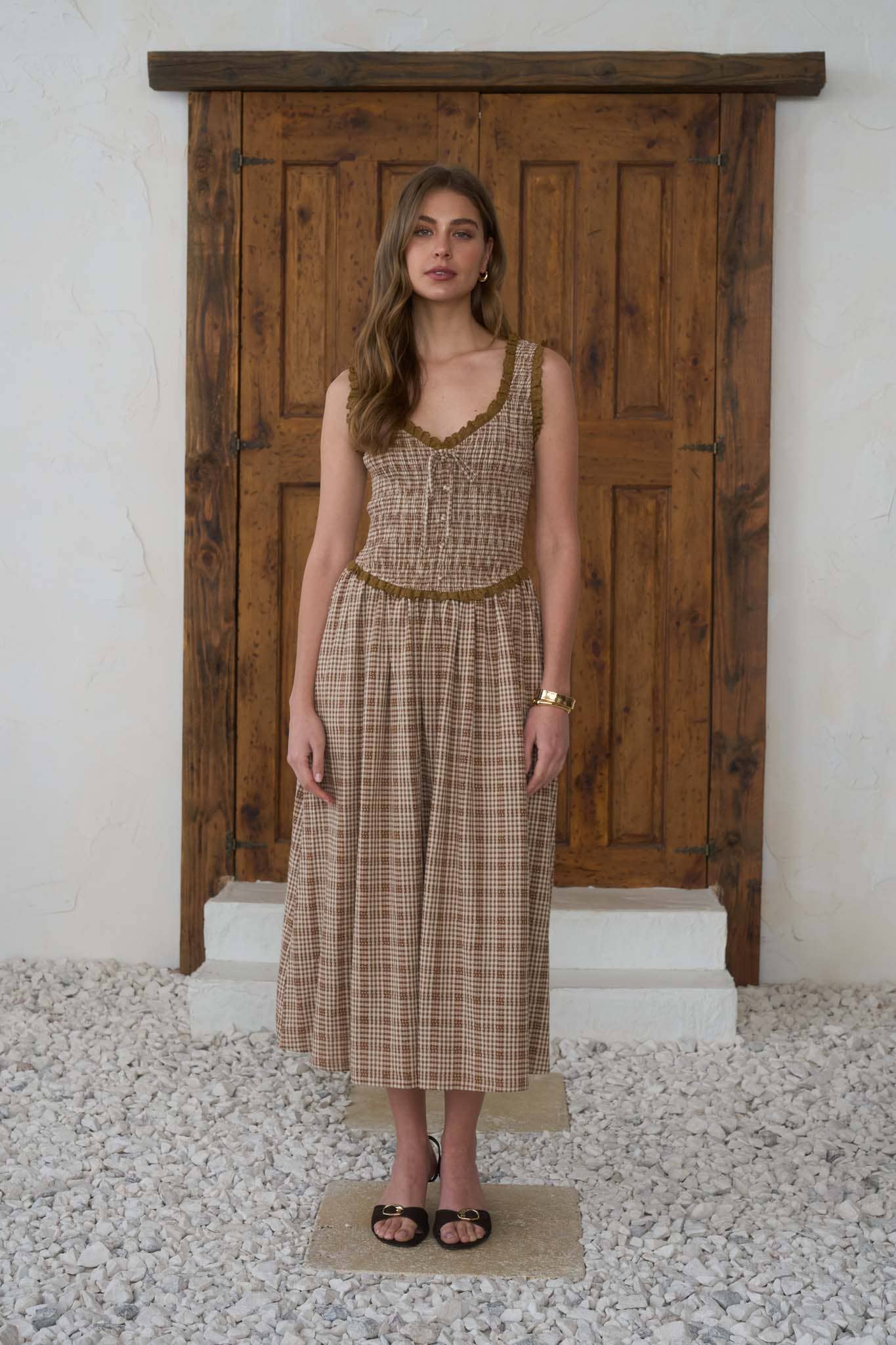The Elodie Plaid Midi Dress