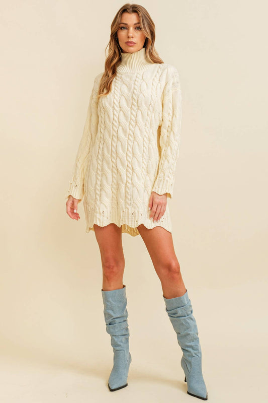 LONG SLEEVE KNIT OVERSIZED SWEATER DRESS