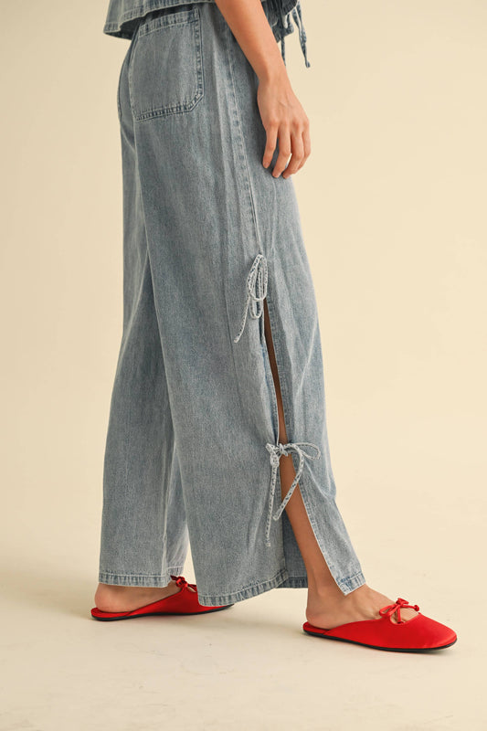 The Darling Denim Bow Pants