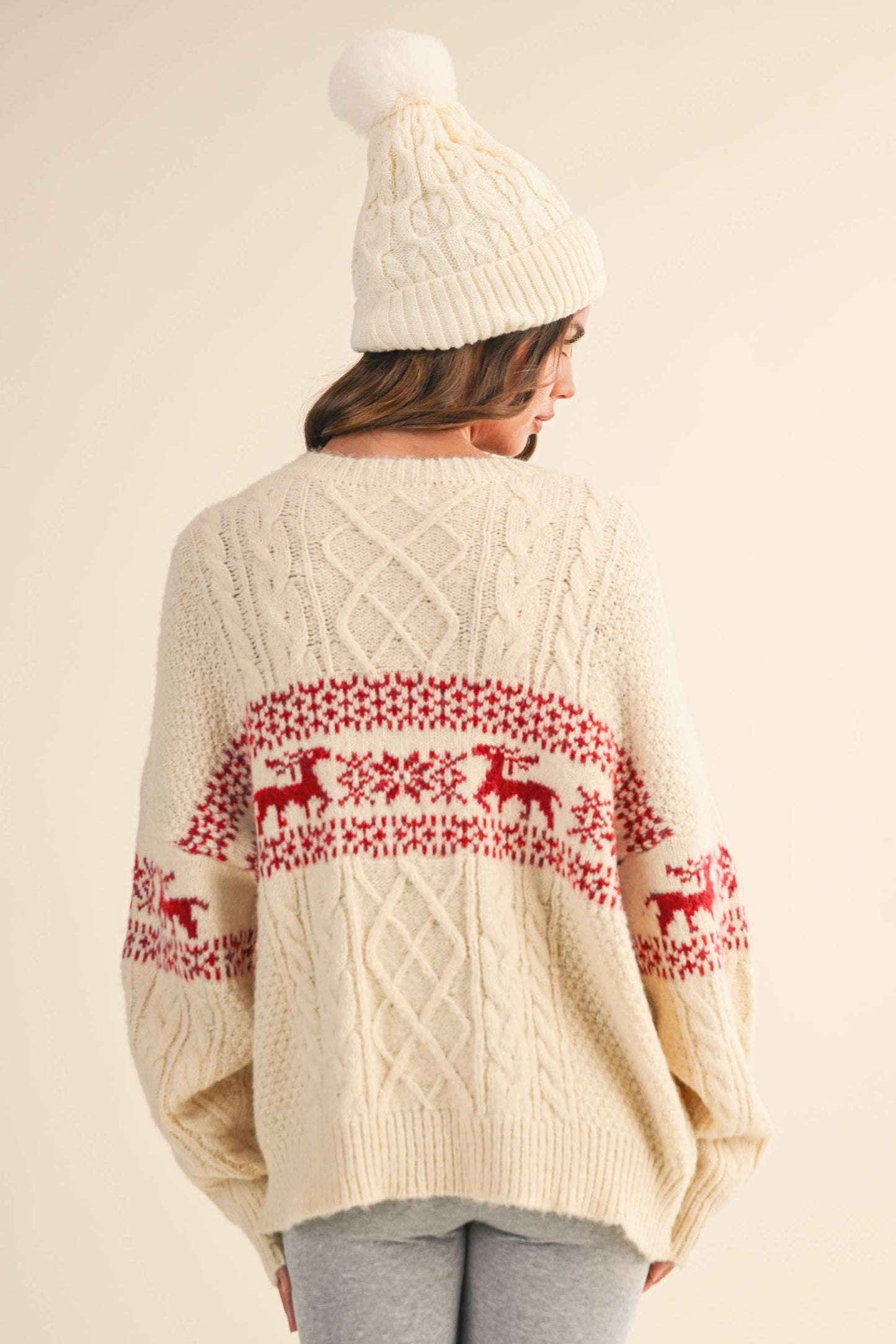 Nordic Holiday Cable Knit Sweater Top